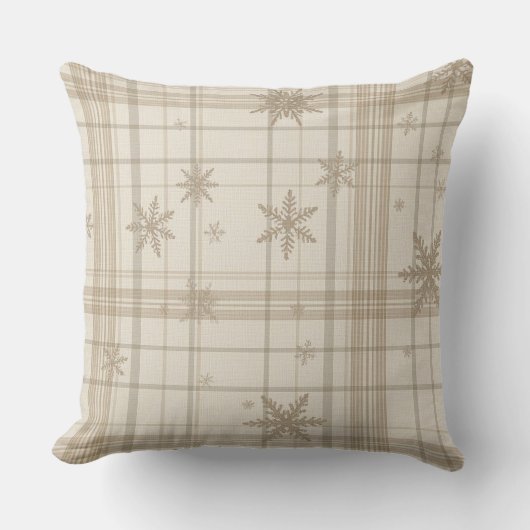 Soft Snowflake Gingham Plaid Throw Pillow クッション (正面)
