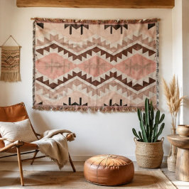 Soft Southwestern Rug Blush Pink Beige Brown Triba スローブランケット