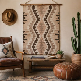 Soft Southwestern Rug Blush Pink Beige Brown Triba 吊り下げ型タペストリー