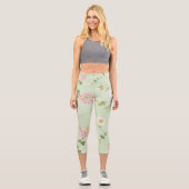 Soft Spring Blossom & Daisy Patterned Leggings カプリレギンス (正面)