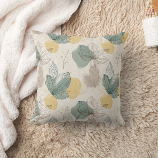 Soft Spring Botanical Throw Pillow クッション (ブランケット)