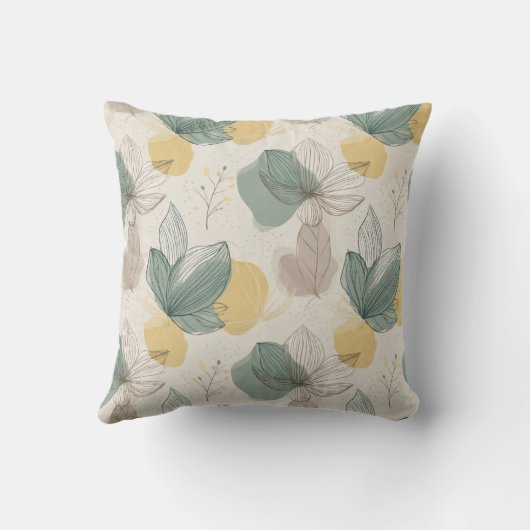 Soft Spring Botanical Throw Pillow クッション (裏面)