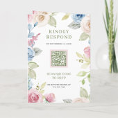 Soft Spring Floral All in One QR Code Wedding 招待状 (裏面)