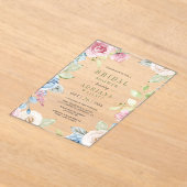 Soft Spring Floral Bridal Shower アクリル招待状 (レイダウン)