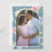 Soft Spring Floral Photo Dusty Blue Wedding セーブザデート (裏面)