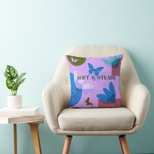 Soft & Steady Floral Butterfly Throw Pillow クッション (椅子)