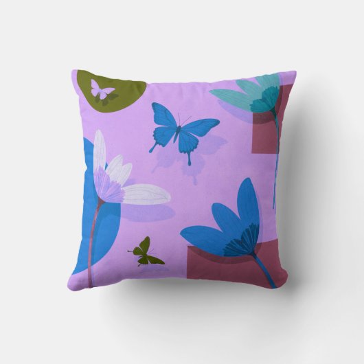 Soft & Steady Floral Butterfly Throw Pillow クッション (裏面)