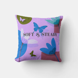 Soft & Steady Floral Butterfly Throw Pillow クッション