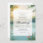 Soft Sunlight Botanical Romance Wedding 招待状 (正面/裏面)