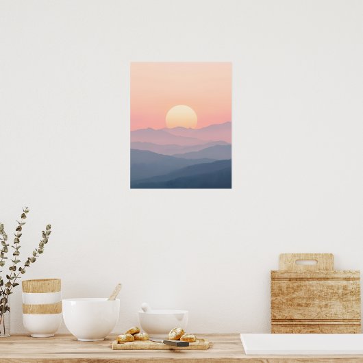 Soft Sunrise Mountain Wall Art ポスター (キッチン)
