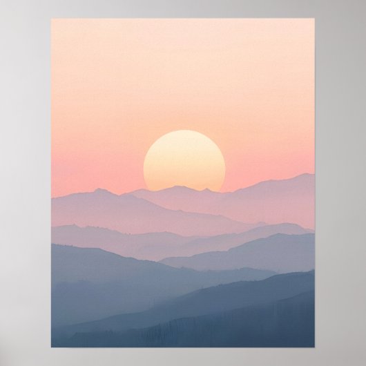 Soft Sunrise Mountain Wall Art ポスター (正面)