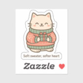 Soft Sweater Softer Heart Sticker | Cute Cozy Cat  シール (シート)