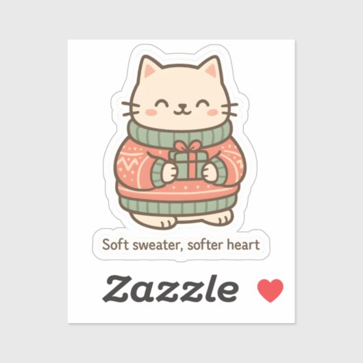 Soft Sweater Softer Heart Sticker | Cute Cozy Cat  シール (シート)