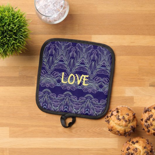 Soft Swirls Love (Purple) 鍋敷き (トップダウン)