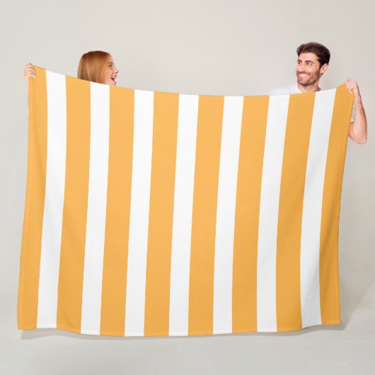 Soft Tangerine and White Vertical Striped フリースブランケット (インサイチュ)