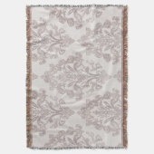 Soft Taupe Damask Watercolor Classic Floral スローブランケット (正面縦)
