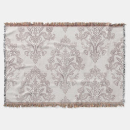 Soft Taupe Damask Watercolor Classic Floral スローブランケット
