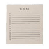 Soft Taupe To Do List Minimalist Teacher Simple ノートパッド (正面)