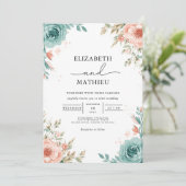 Soft Teal Blush Floral Arch Wedding 招待状 (スタンド正面)