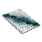 Soft Teal Marble Notebook with Gold River Veins ノートブック (右側)