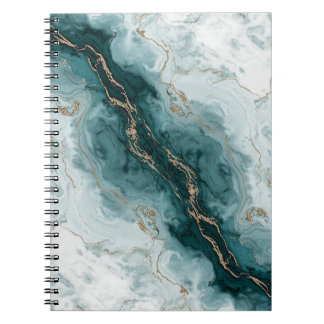 Soft Teal Marble Notebook with Gold River Veins ノートブック