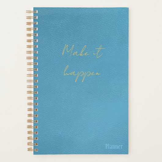 Soft Teal Vegan Leather Make It Happen Planner プランナー手帳 (正面)