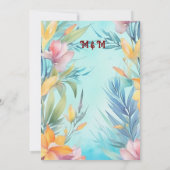 Soft Teal Watercolor Floral Frame 招待状 (裏面)