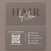 Soft Touch Matte Neutral QR Code Hair Stylist 名刺