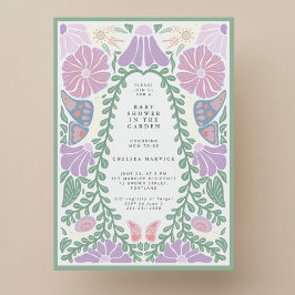Soft Vintage Lavender Baby Shower Invitation 招待状