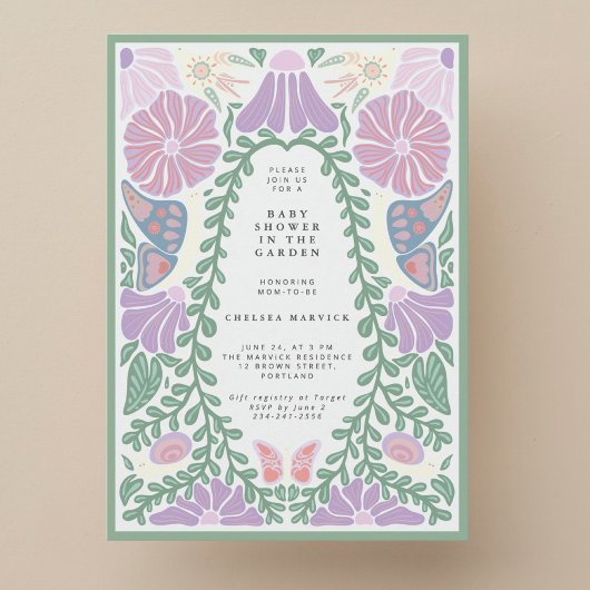 Soft Vintage Lavender Baby Shower Invitation 招待状