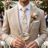 Soft Vintage Pastel Roses ネクタイ