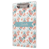 Soft Vintage Spring Pink Floral Personalized クリップボード (左)