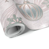 Soft Vintage Winter Ornaments & Snowflakes ラッピングペーパー (ロールコーナー)