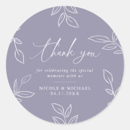 Soft Violet エレガント葉結婚 S Thank You ラウンドシール
