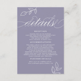 Soft Violet ミニマル Leaf QRコードの結婚詳細 エンクロージャーカード