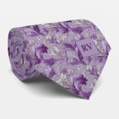 Soft Violet Purple Botanical Scroll ネクタイ (ロール)