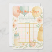 Soft Watercolor Baby Shower Bingo Card  招待状 (正面)