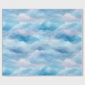 Soft Watercolor Blue Mist Sky Abstract Pattern ラッピングペーパー (フラット)