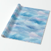 Soft Watercolor Blue Mist Sky Abstract Pattern ラッピングペーパー (アンロールド)