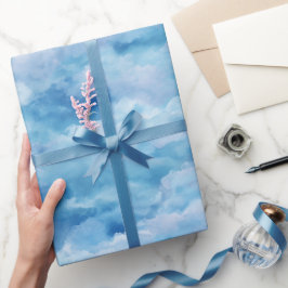 Soft Watercolor Blue Mist Sky Abstract Pattern ラッピングペーパー