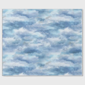 Soft Watercolor Blue Mist Sky Abstract Pattern ラッピングペーパー (フラット)
