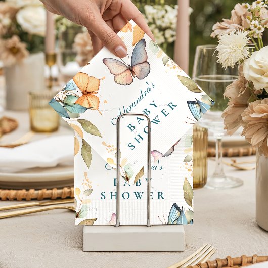 Soft Watercolor Butterfly Baby Shower スタンダードカクテルナプキン