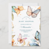 Soft Watercolor Butterfly Baby Shower 招待状 (正面)