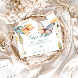 Soft Watercolor Butterfly Diapper Raffle エンクロージャーカード