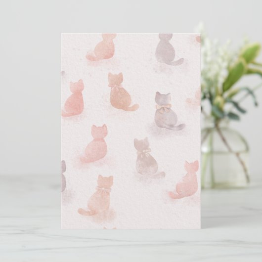 Soft Watercolor Cat Pattern Invitation 招待状 (スタンド正面)