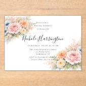 Soft Watercolor Floral Bridal Shower アクリル招待状 (正面)