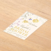 Soft Watercolor Floral  Customizable Bridal Shower アクリル招待状 (レイダウン)