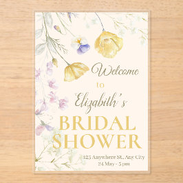 Soft Watercolor Floral  Customizable Bridal Shower アクリル招待状