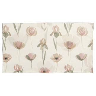 Soft Watercolor Floral King Pillowcase Pair 枕カバー