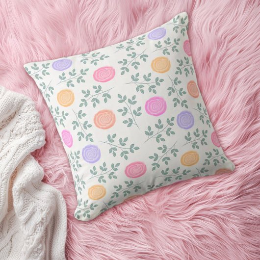 Soft watercolor floral pattern クッション